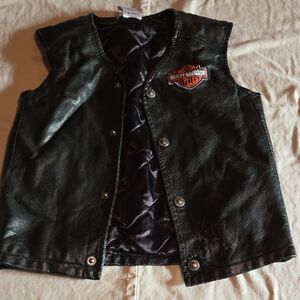 Harley-Davidson Black Leather Vest with Logo